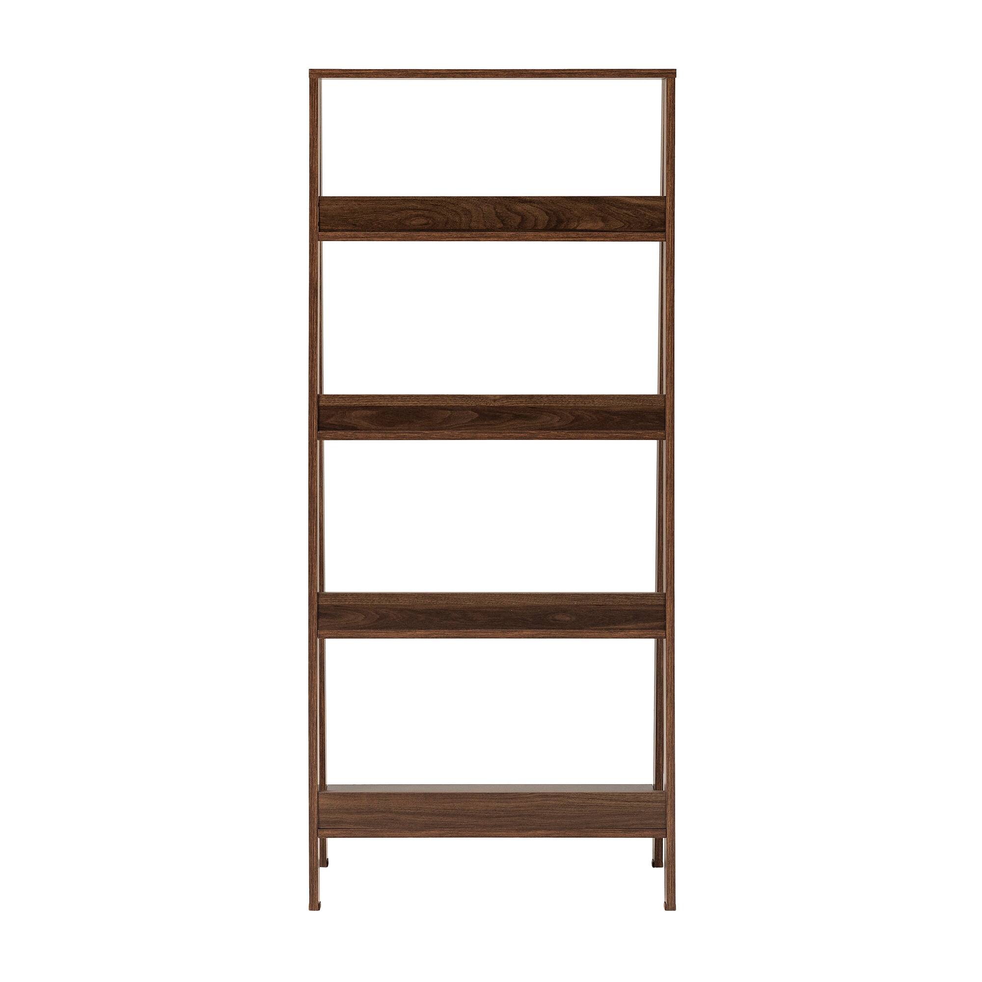 Walker Edison 55" Walnut Modern Ladder Bookshelf